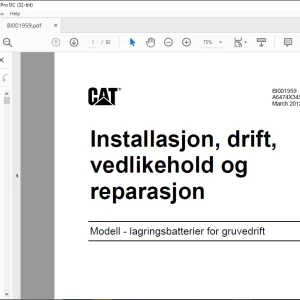 CAT lagringsbatterier for gruvedrift Installasjon og reparasjon drift, vedlikehold  Manual -  PDF DOWNLOAD (Norwegian)
