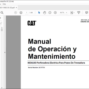 CAT BUCYRUS MD6640 Perforadora Electrica Para Pozos De Tronadura Manual de Operación y Mantenimiento SN 2U70T56 - PDF DOWNLOAD (Spanish)