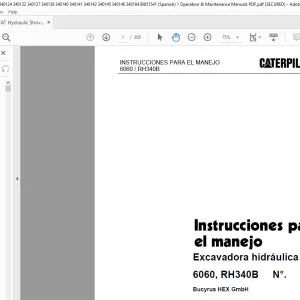 CATERPILLAR 6060, RH340B Excavadora hidráulica Instrucciones para el manejo 3725096 - PDF DOWNLOAD (Spanish)