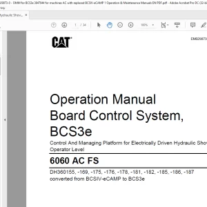 Cat 6060 AC FS Board Control System, BCS3e Operation Manual EM029873-0 - PDF DOWNLOAD