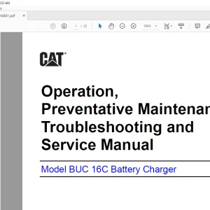 Cat BUC 16C Battery Charger Operation, Preventative Maintenance, Troubleshooting & Service Manual BI016881 - PDF DOWNLOAD