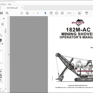 Cat BUCYRUS 182M-AC MINING SHOVEL OPERATOR'S MANUAL - PDF DOWNLOAD