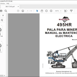 Cat BUCYRUS 495 HR PALA PARA MINERÍA ELECTRICA MANUAL de MANTENCION  - PDF DOWNLOAD (Spanish)