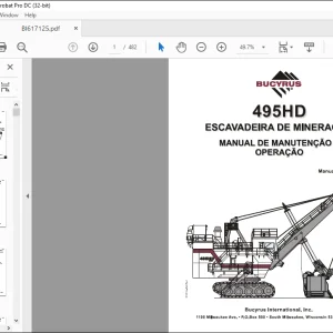 Cat BUCYRUS 495HD Escavadeira de Mineração Manual de Manutenção e Operação SN 141241 - PDF DOWNLOAD (Portuguese)