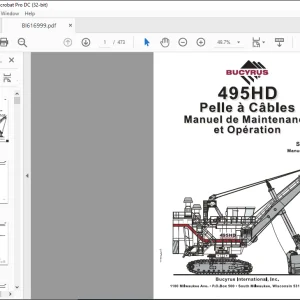 Cat BUCYRUS 495HD Pelle a Cables Manuel de Maintenance et Operation -  PDF DOWNLOAD (FRENCH)