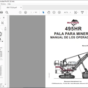 Cat BUCYRUS 495HR PALA PARA MINERÍA MANUAL DE LOS OPERADORES - PDF DOWNLOAD (Spanish)