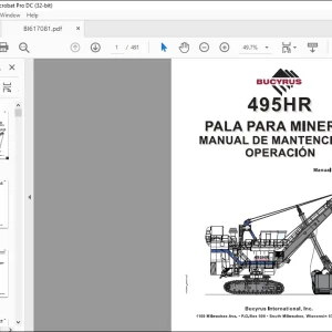 Cat BUCYRUS 495HR Pala para Minería 495HR Manual de Mantención & Operación - PDF DOWNLOAD (Spanish)