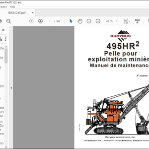 Cat BUCYRUS 495HR2 Pelle pour exploitation minière Manuel de maintenance Manual SN 141451  - PDF DOWNLOAD (French)