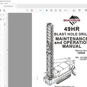 Cat BUCYRUS 49HR BLAST HOLE DRILL MAINTENANCE and OPERATION MANUAL 10948 - PDF DOWNLOAD