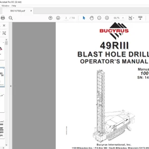 Cat BUCYRUS 49RIII BLAST HOLE DRILL OPERATOR’S MANUAL SN 141076 - PDF DOWNLOAD