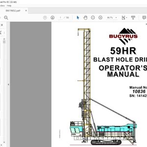 Cat BUCYRUS 59HR Blast Hole Drill Operator’s Manual SN 141426 - PDF DOWNLOAD