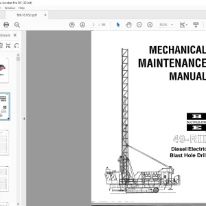 Cat BUCYRUS-ERIE Diesel Electric Blast Hole Drill 49-RII MECHANICAL MAINTENANCE MANUAL BI616760 - PDF DOWNLOAD