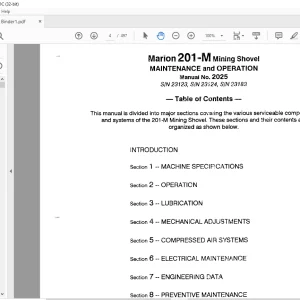Cat BUCYRUS Electric Rope Shovel Marion 201-M Mining Shovel MAINTENANCE and OPERATION Manual 2025 - PDF DOWNLOAD