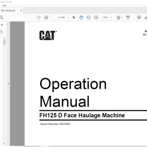 Cat BUCYRUS FH125 D Face Haulage Machine Operation Manual SN5003902  -  PDF DOWNLOAD