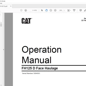 Cat BUCYRUS FH125 D Face Haulage Operation Manual SN5004003 - PDF DOWNLOAD