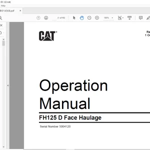 Cat BUCYRUS FH125 D Face Haulage Operation Manual SN5004120 - PDF DOWNLOAD