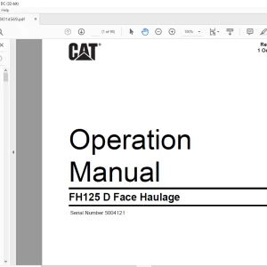 Cat BUCYRUS FH125 D Face Haulage Operation Manual SN5004121  - PDF DOWNLOAD