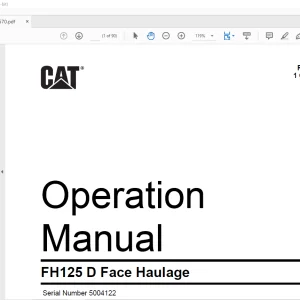 Cat BUCYRUS FH125 D Face Haulage Operation Manual SN5004122 - PDF DOWNLOAD