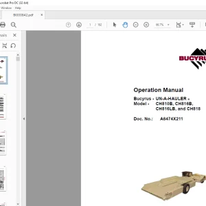 Cat BUCYRUS Face Haulage CH810B, CH816B, CH816LB, and CH818 Operation Manual  - PDF DOWNLOAD