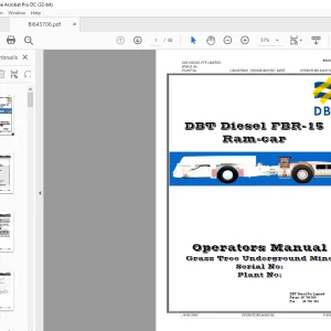 Cat BUCYRUS Face Haulage DBT Diesel FBR-15 Ram-car Operators Manual -  PDF DOWNLOAD