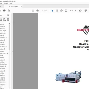 Cat BUCYRUS Face Haulage FBR-15 Coal Hauler Operator Manual BI014699 -  PDF DOWNLOAD