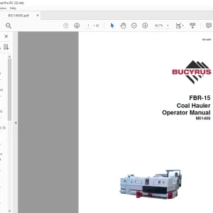 Cat BUCYRUS Face Haulage FBR-15 Coal Hauler Operator Manual M01408  - PDF DOWNLOAD