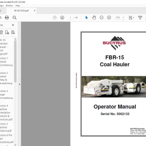 Cat BUCYRUS Face Haulage FBR-15 Coal Hauler Operator Manual SN5002133  - PDF DOWNLOAD