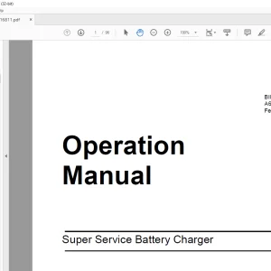 Cat BUCYRUS Face Haulage Super Service Battery Charger Operation Manual BI016811 - PDF DOWNLOAD