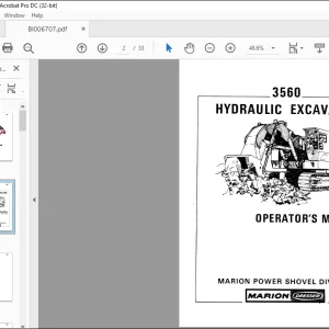 Cat BUCYRUS Marion 3560 Hydraulic shovel Operator's Manual - PDF DOWNLOAD