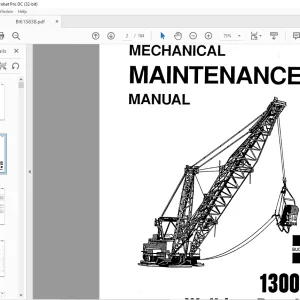 Cat Bucyrus 1300-W Walking Dragline Mechanical Maintenance Manual BI615838 - PDF DOWNLOAD