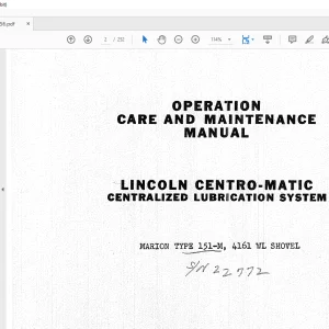 Cat Bucyrus 151-M 4161 WL Shovel Operation Care & Maintenance Manual SN 22772 - PDF DOWNLOAD