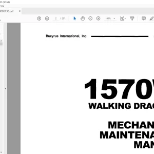 Cat Bucyrus 1570W Walking Dragline Mechanical Maintenance Manual BI006738 - PDF DOWNLOAD
