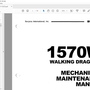 Cat Bucyrus 1570W Walking Dragline Mechanical Maintenance Manual BI115525 - PDF DOWNLOAD