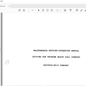 Cat Bucyrus 2570-WS Thunder Basin Maintenance Support-Operating Manual BI115492 - PDF DOWNLOAD