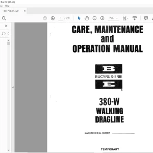 Cat Bucyrus 380-W Walking Dragline Maintenance & Operation Manual BI379615 - PDF DOWNLOAD