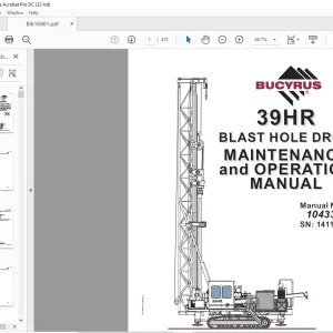 Cat Bucyrus 39HR Blast Hole Drill Maintenance & Operation Manual SN 141180 - PDF DOWNLOAD