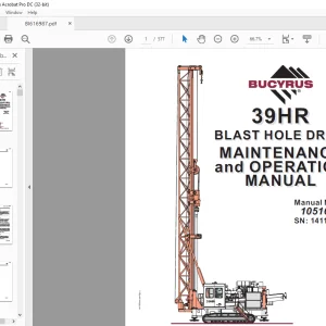 Cat Bucyrus 39HR Blast Hole Drill Maintenance & Operation Manual SN 141182 - PDF DOWNLOAD