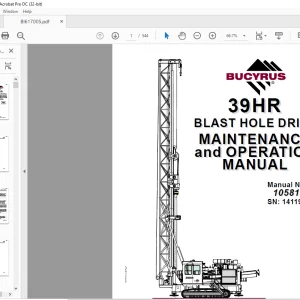 Cat Bucyrus 39HR Blast Hole Drill Maintenance & Operation Manual SN 141191 - PDF DOWNLOAD