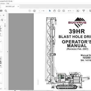 Cat Bucyrus 39HR Blast Hole Drill Operator's Manual SN 141166 - PDF DOWNLOAD