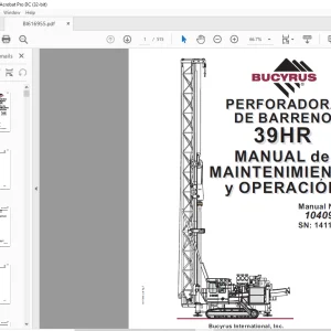 Cat Bucyrus 39HR PERFORADORA DE BARRENO MANUAL de MAINTENIMIENTO y OPERACION SN 141170 - PDF DOWNLOAD (Spanish)