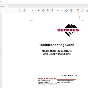 Cat Bucyrus 488D UN-A-TRAC® with Deutz 1013 Engine Troubleshooting Guide Manual BI000922-00 - PDF DOWNLOAD