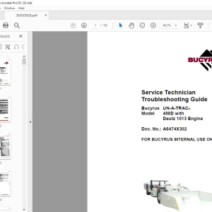 Cat Bucyrus 488D with Deutz 1013 Engine Service Technician Troubleshooting Guide Manual BI000928 - PDF DOWNLOAD