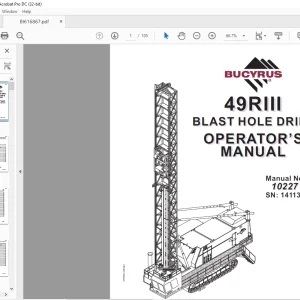 Cat Bucyrus 49 RIII Blast Hole Drill Operator's Manual BI616867 - PDF DOWNLOAD