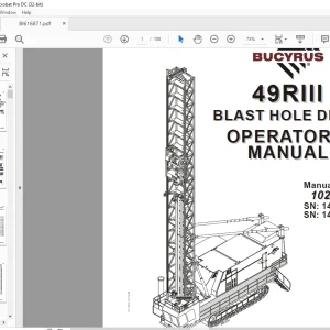 Cat Bucyrus 49 RIII Blast Hole Drill Operator's Manual BI616871 - PDF DOWNLOAD