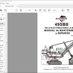 Cat Bucyrus 495BII PALA PARA MINERIA MANUEL DE MANTENCION Y OPERACION SN141112  - PDF DOWNLOAD (Spanish)