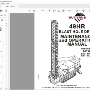 Cat Bucyrus 49HR BLAST HOLE DRILL MAINTENANCE and OPERATION MANUAL 10390  -  PDF DOWNLOAD