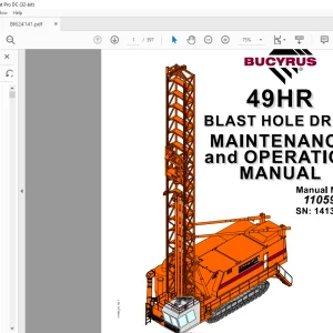 Cat Bucyrus 49HR Blast Hole Drill MAINTENANCE And Operation Manual SN 141362 -  PDF DOWNLOAD 