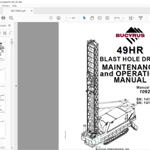 Cat Bucyrus 49HR Blast Hole Drill Maintenance & Operation Manual BI619482 - PDF DOWNLOAD