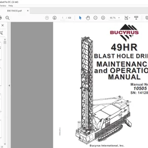 Cat Bucyrus 49HR Blast Hole Drill Maintenance & Operation Manual SN 141289 - PDF DOWNLOAD