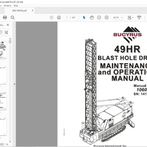 Cat Bucyrus 49HR Blast Hole Drill Maintenance & Operation Manual SN 141292 - PDF DOWNLOAD